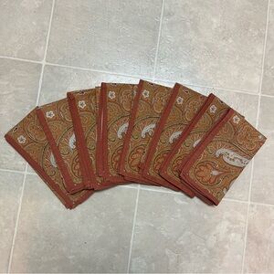 Williams Sonoma Napkins 20” Red Harvest Paisley Pattern Set of 8